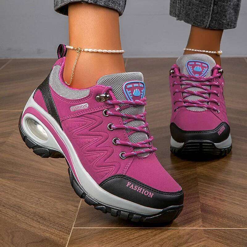 Sports Platform Leather Sneakers Waterproof Fashion Outdoor Hiking Non-Slip Casual Walking Shoes Women Footwear