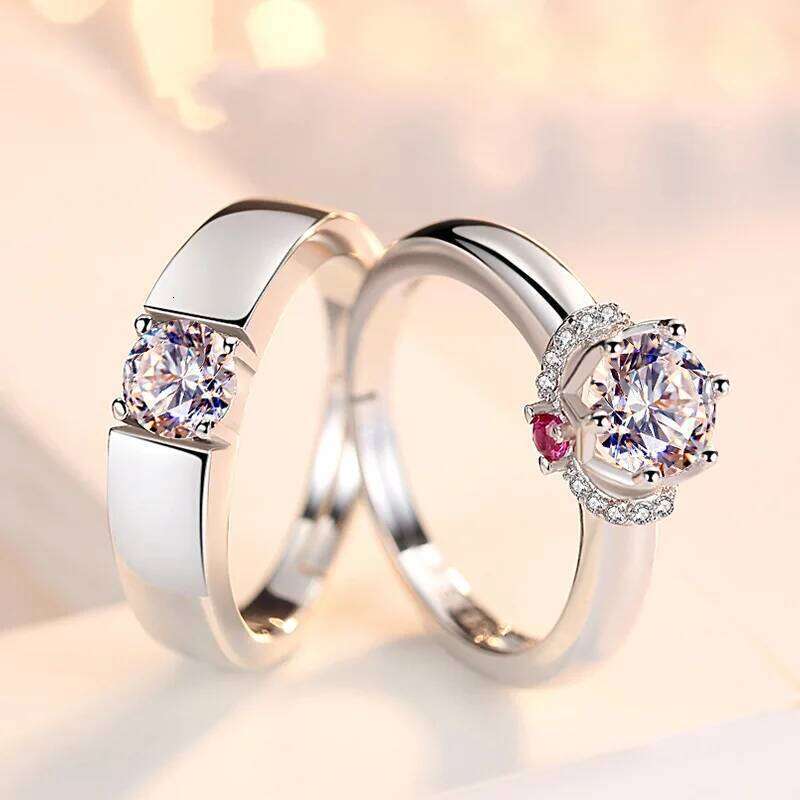 New Silver Plated Couple Ring For Lovers Forever Endless Love Heart Zircon Open Rings Wedding Engagement Anniversary Jewelry W260206