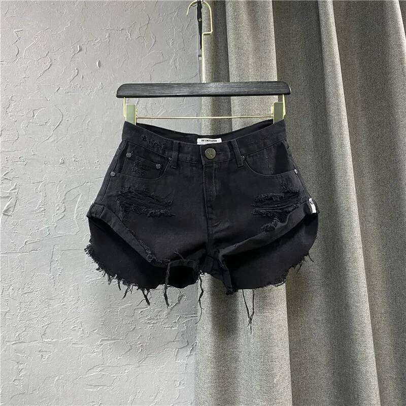 Sexy Low-waisted Denim Shorts New Summer Hole A Wide-leg Pants Ripped Jeans For Women C260206