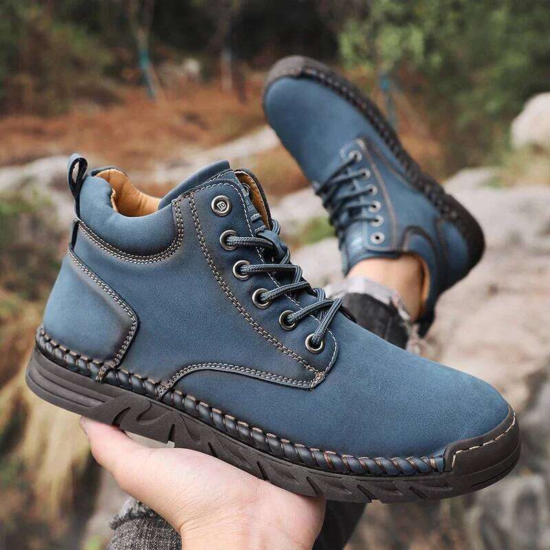 Men's Top High Quality Soft Sole Comfortable Flat Bottom Walking Shoes Classic Versatile Business Casual Bare Boots