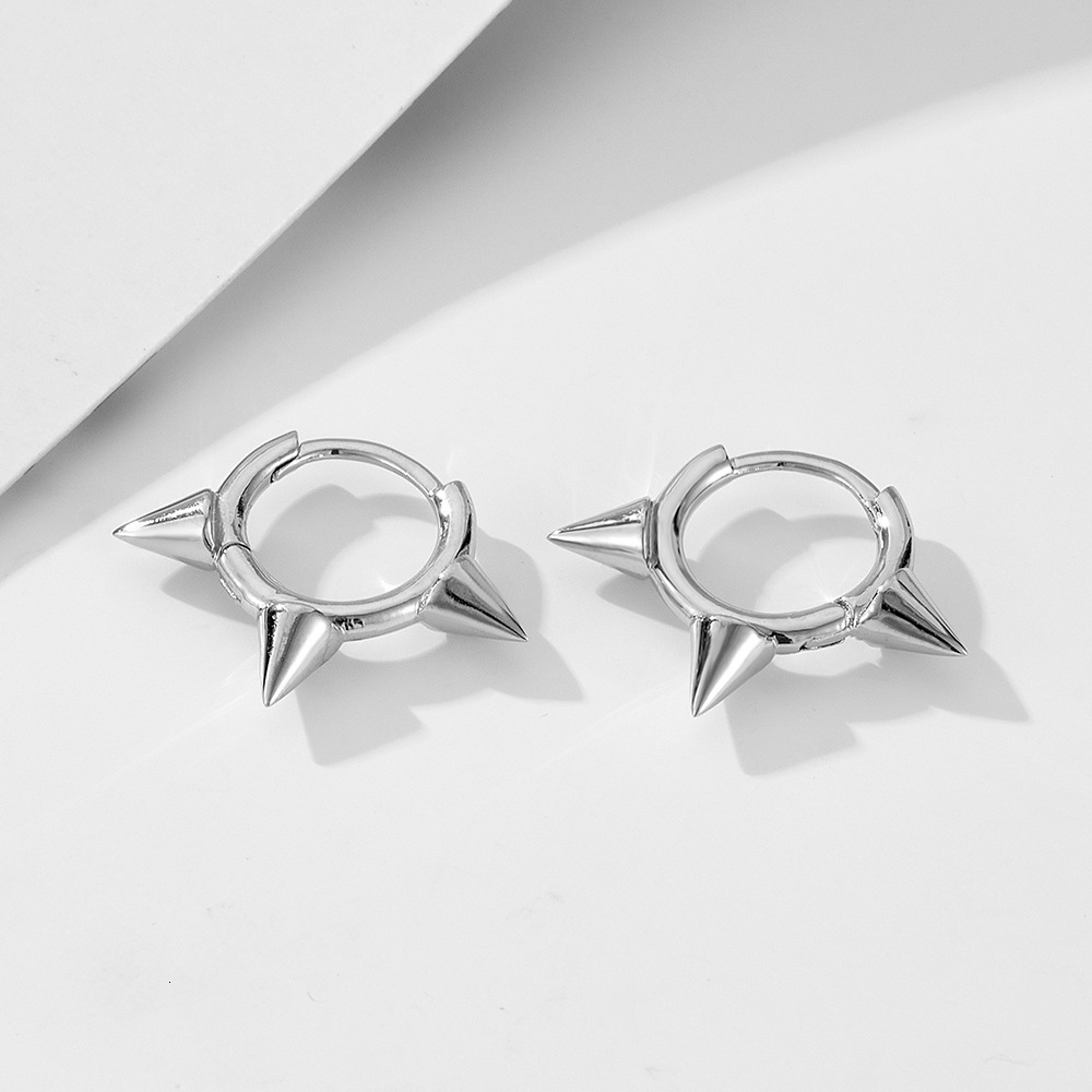 S925 Sterling Silver Simple Cone-shaped for Women Fashion Personality Punk Style Spike Stud Earrings