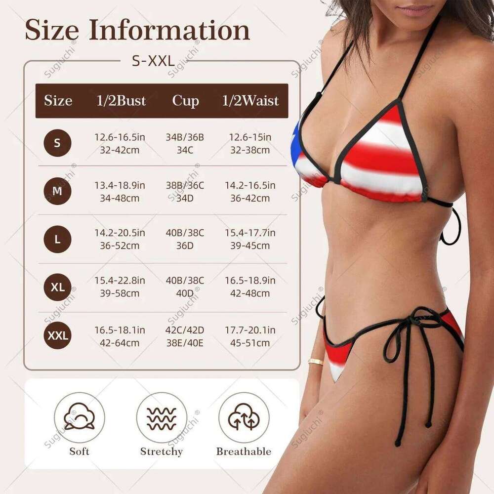 Women Girls Bikini Puerto Rico Flag Swimsuit Sets Three Point Beachwear Swimming Bathing Beach Party Suits Sexy Mujer Z260206