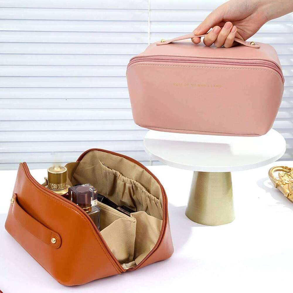 PU Handheld Waterproof Multi functional Pillow Makeup Portable Large Capacity High Beauty Washroom Travel Storage Bag Y260206