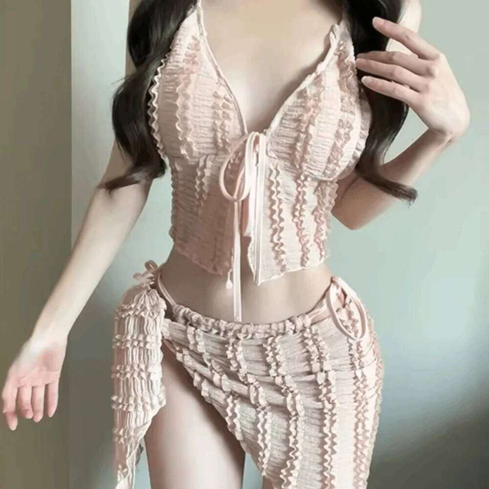 Slimming Design Three-Piece Small Chest High-End Feel Korean Style Bikini Separate Pieces Strapless XJ260206