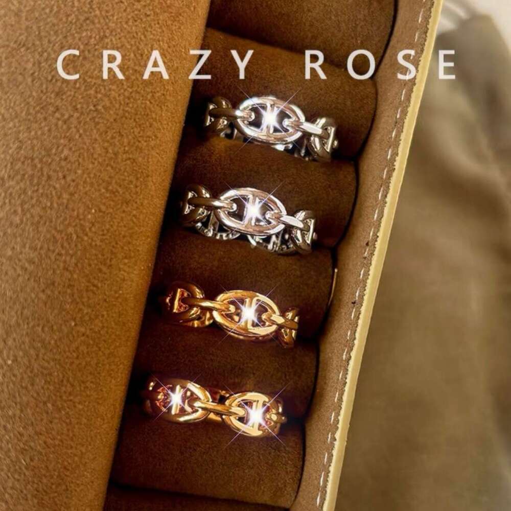 Pig Nose for Women, 18K Rose Gold Plated, Light Luxury, Ins Fashion, Niche Couple Rings, High-end Stackable Index Finger Ring