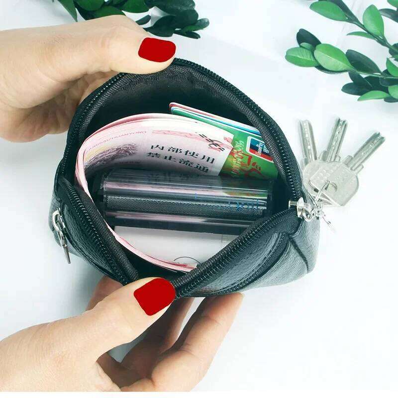 Women Mini PU Leather Female Card Holder Coin Short Wallets Small Purse Zipper Keychain Clutch Bag Wallet Y260206