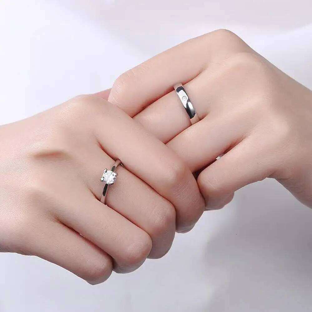 2pcs Heart Matching Couple Rings for Women Men Lover Forever Endless Love Wedding Valentine's Day Dating Jewelry Gifts W260206
