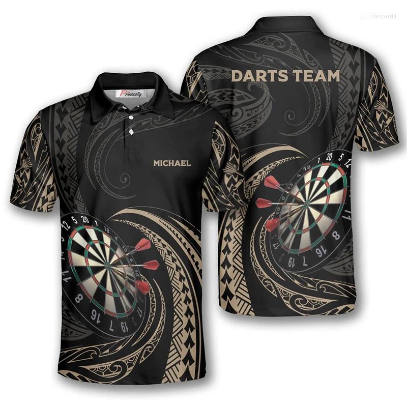 Men's Polos Dart Pattern 3D Print Polo Shirt Personalized Name Casual Fashion Short Sleeved T-shirt Pullover Customization Tops