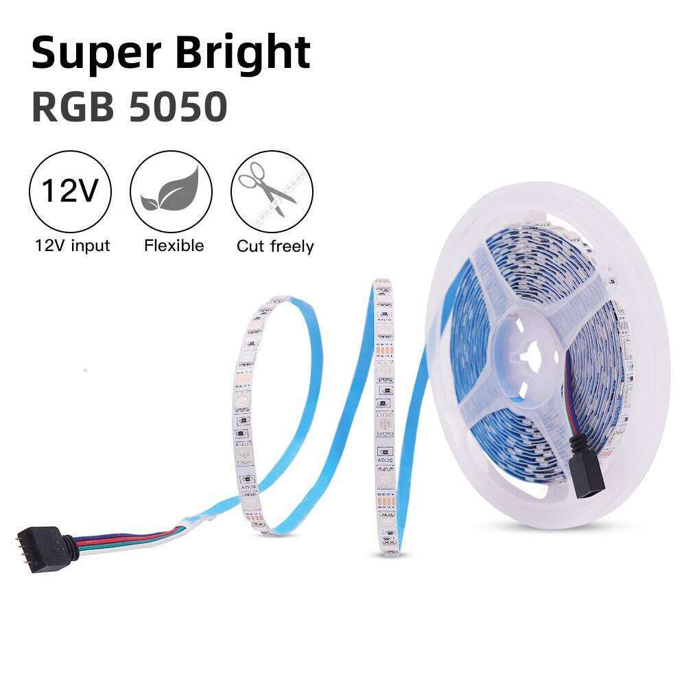 Led Strip 5050 RGB 12V 24V 5m 10m 20m 30m 50m 100m Flexible Light 6mm 10mm Tape 60LED/m High Brightness Ribbon Waterprof Decor Z260206