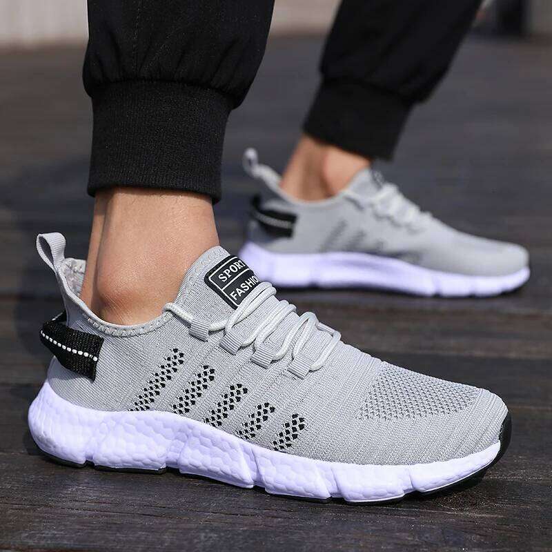 New Men's Cushioned Running Knitted Mesh Breathable Soft Soled Sneakers Fashion Forward Lightweight Outdoor Exercise Shoes