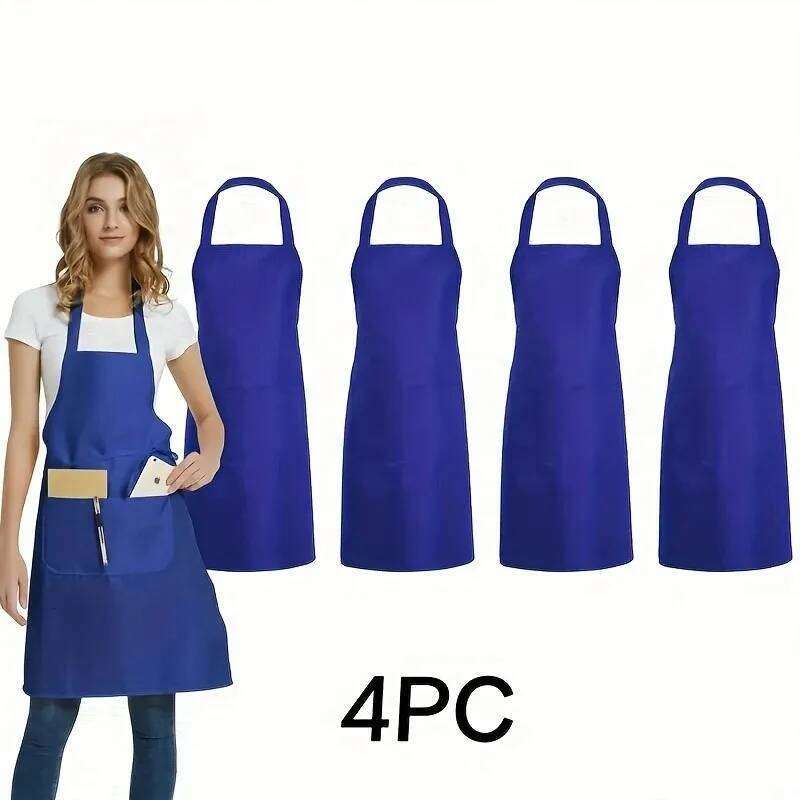 4pcs Adjustable Canvas Aprons with Pockets Comfort Fit for Cooking Chefs Waiters BBQs Hairdressers Easy Clean S260205