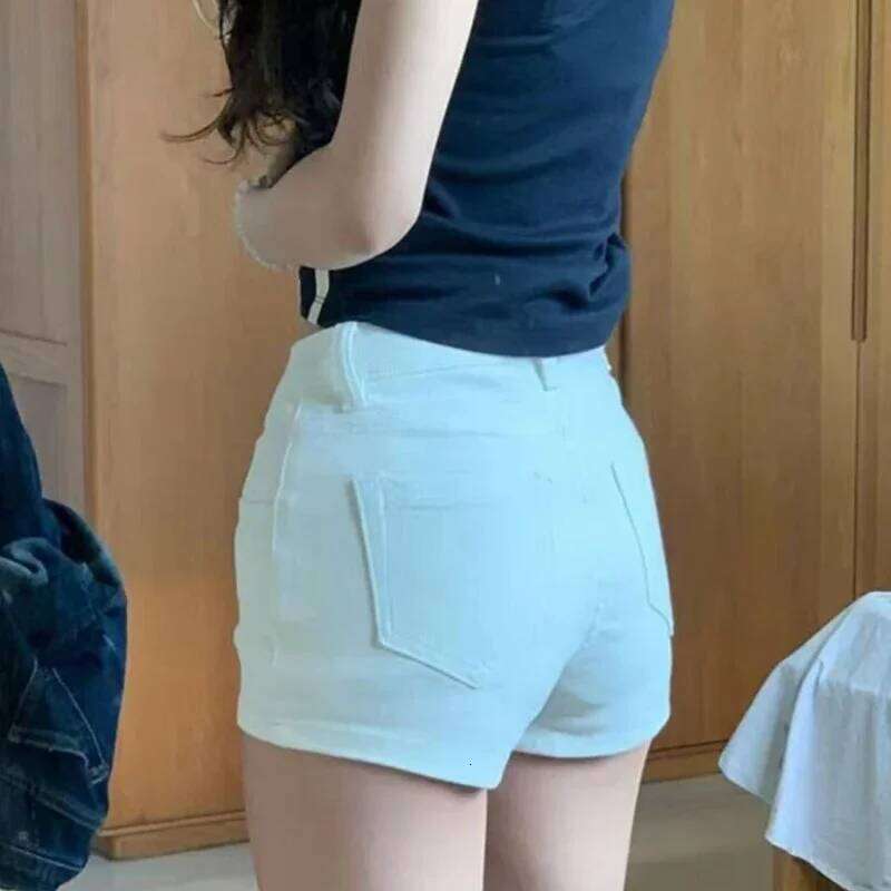 High Elastic Women Slim Skinny Jeans Short Pants Spring Summer Fashion White Hot Girls Casual Denim Shorts H260206
