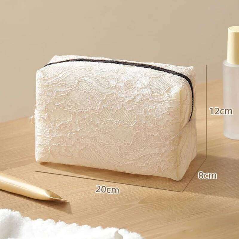 Lace Mesh Women's Makeup Large Capacity Cosmetic and Jewelry Organizer Zipper Square Portable Toiletry Bag Y260206