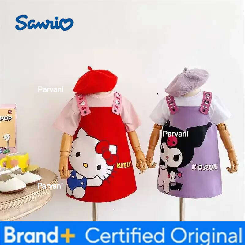 Sanrio hello kitty girls summer short sleeve T-shirt new children cute cartoon kuromi fashion dress Skirt H260206 - view 5