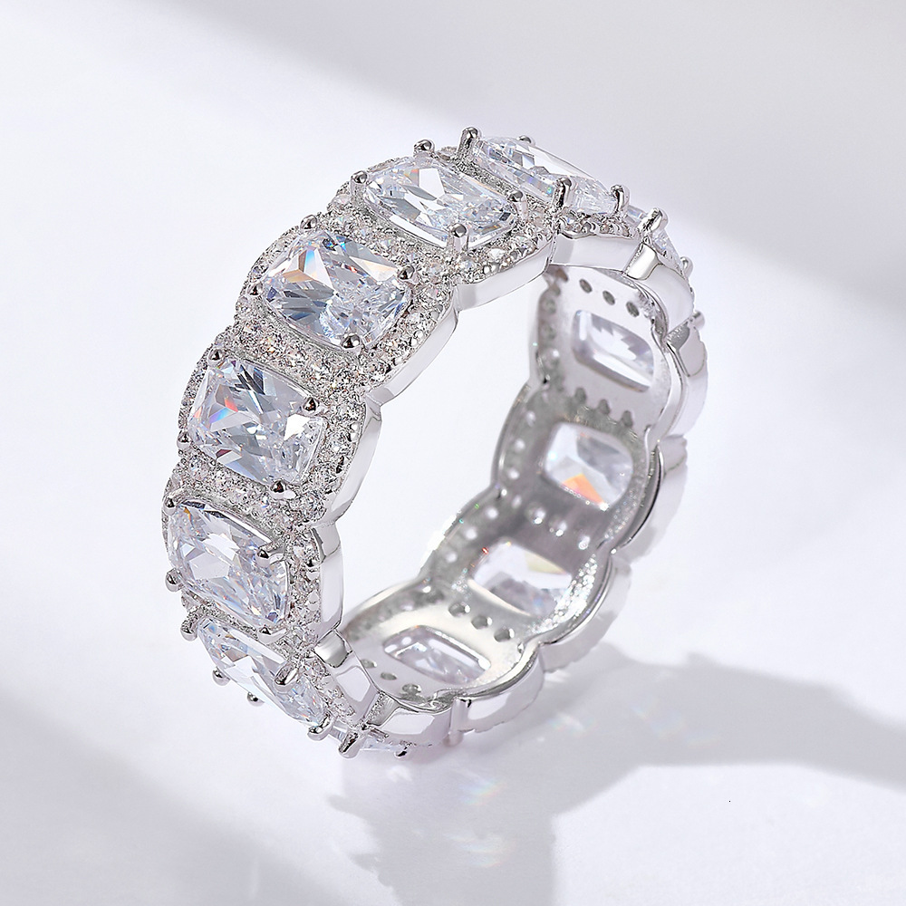 ins-style versatile stackable rings, 925 sterling silver micro-inlaid zirconia full-diamond combination set ring, fashionable and simple