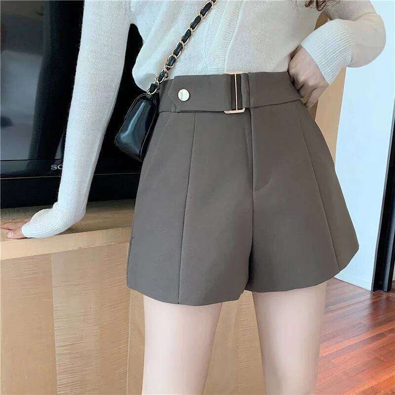 New Women's Fashion Black Suit Korean High Waist Wide Leg Shorts Summer Ladies Elegant Baggy All Match Short Pants XJ260206