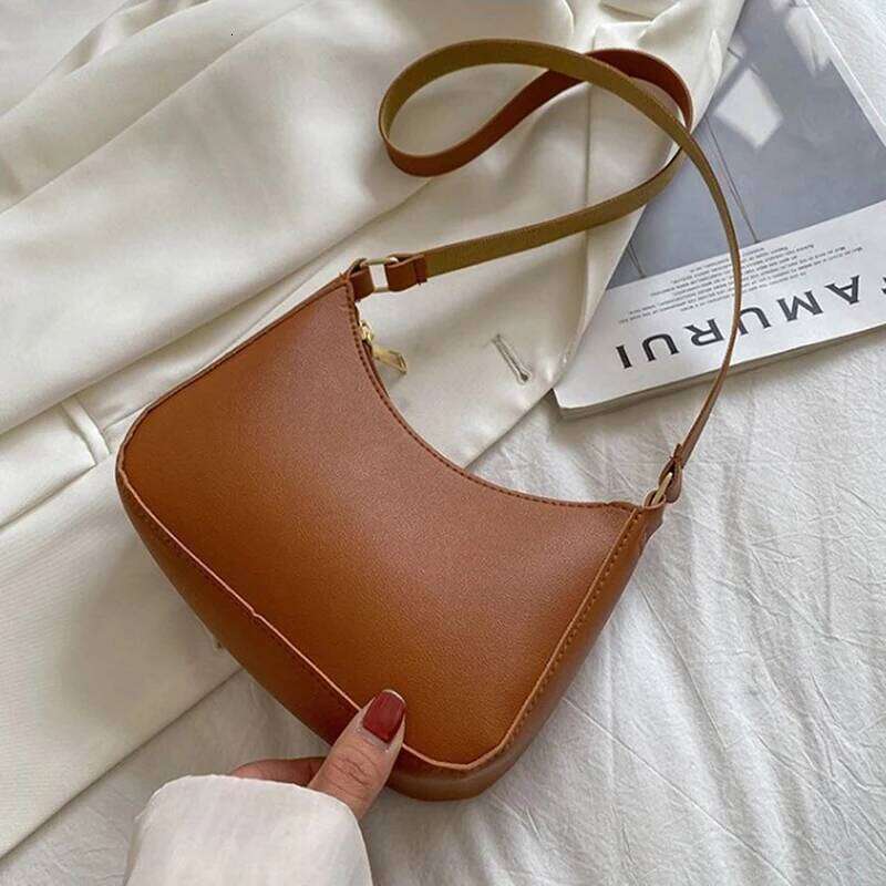 Women's Fashion Retro Solid Color PU Leather Shoulder Underarm Bag Casual Women Hobos Handbags Y260205