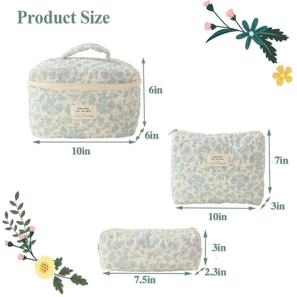 1pcs Cute Quilted Cotton Makeup Bag Women Zipper Cosmetic Organizer Cloth Handbag Box Shape Portable Toiletry Case for Girls Y260206
