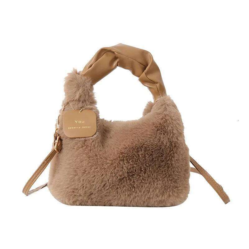 Plush Handbag Women's Fashion One Shoulder Crossbody Autumn and Winter Furry Versatile Tag Bag XJ260129