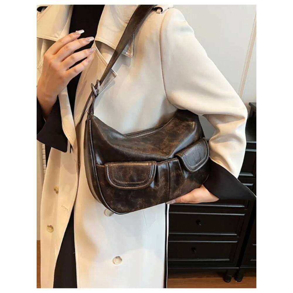 JIAERDI Vintage Coffee Shoulder Women Retro New Autumn Pocket Chic Casual Underarm Bag Female Hot Girls Y2k Handbag Bolsa Y260205