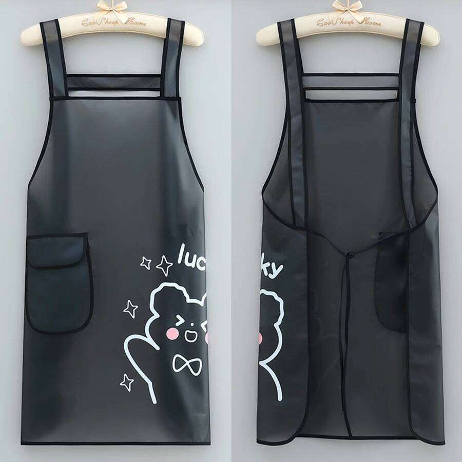 Waterproof TPU Kitchen Apron - Sleeveless, Oil Resistant, Lightweight for Cooking & Cleaning S260205