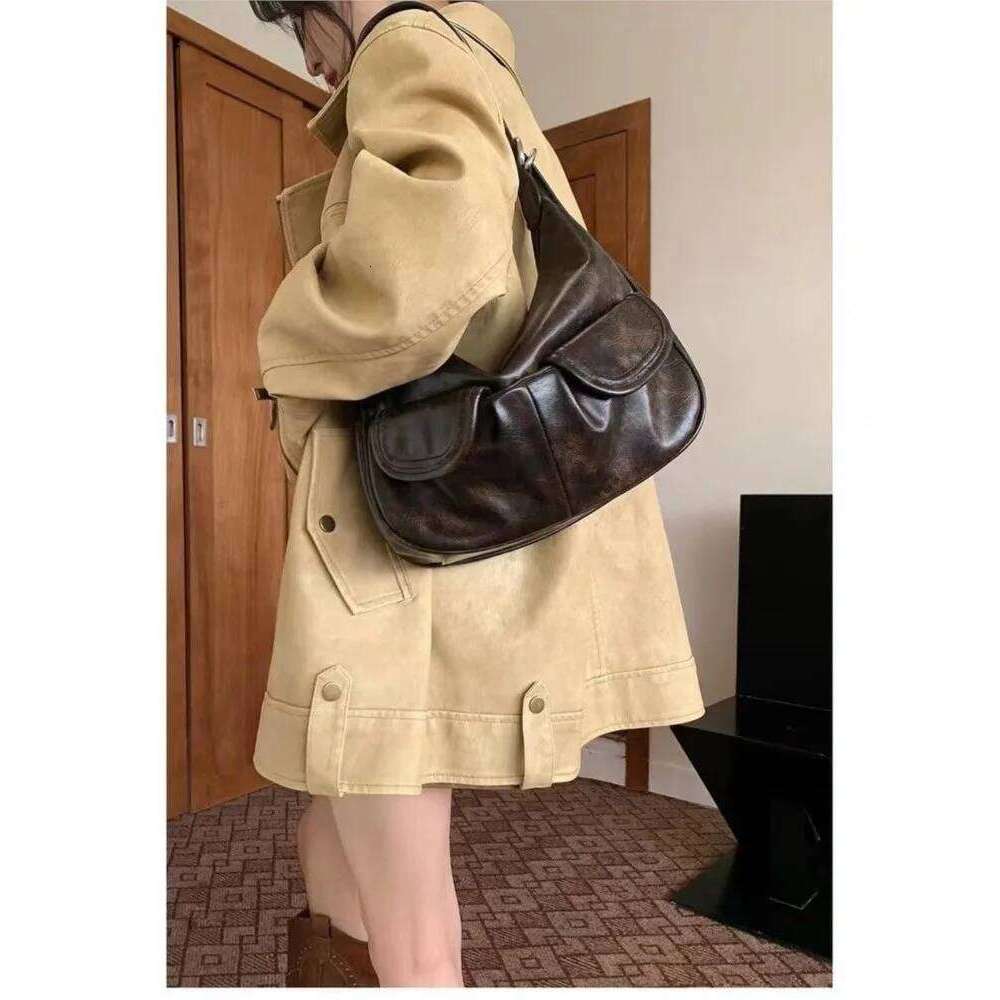 JIAERDI Vintage Coffee Shoulder Women Retro New Autumn Pocket Chic Casual Underarm Bag Female Hot Girls Y2k Handbag Bolsa Y260205