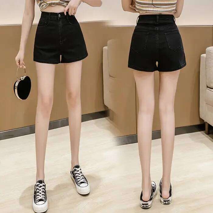 Women White High-Waist Tight Stretch Denim Shorts Women's Summer Loose A- Line Ropa Mujer C260206