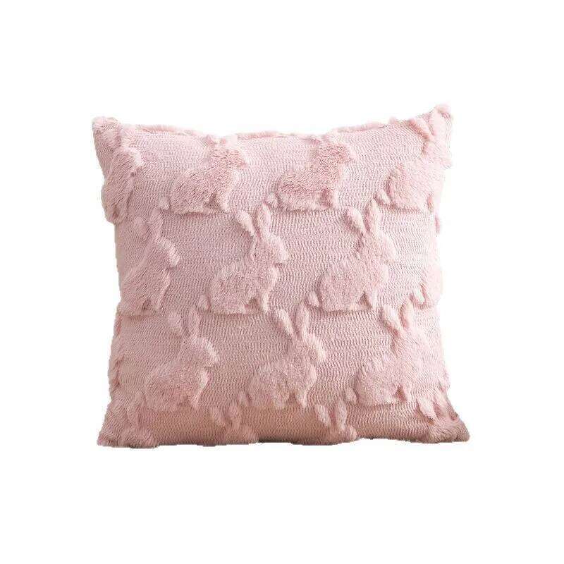 Soft Faux Rabbit Fur Pillow Multi-Use For Sofa Office Chair Backrest Decorative Easter Cushion Cover Zipper Easy Clean