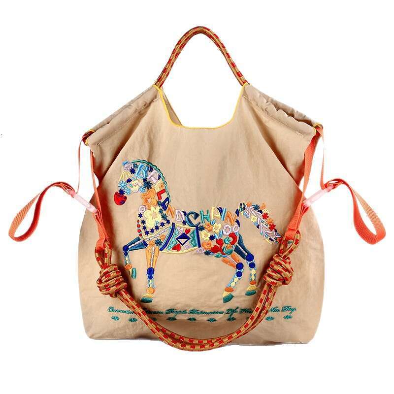 New Canvas Large Capacity Women's Shoulder Casual Versatile Handbag Crossbody Embroidered Tote Bag MASA