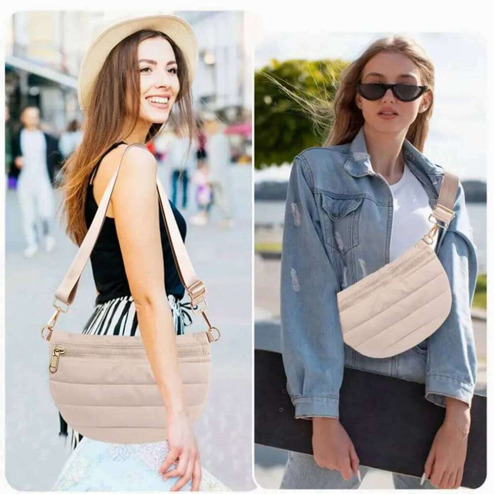 Ladies' Fashion Nylon Multi-Occasion Solid Color Single-Shoulder Bag, Adjustable Shoulder Strap Zipper Crossbody Bag XJ260129