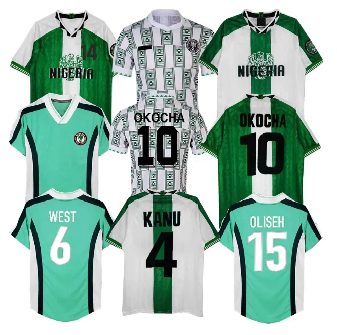 1994 1996 1998 OKOCHA retro soccer jerseys 98 KANU OLISEH YEKINI BABANGIDA WEST Africa Nigeria national team classic vintage football shirt