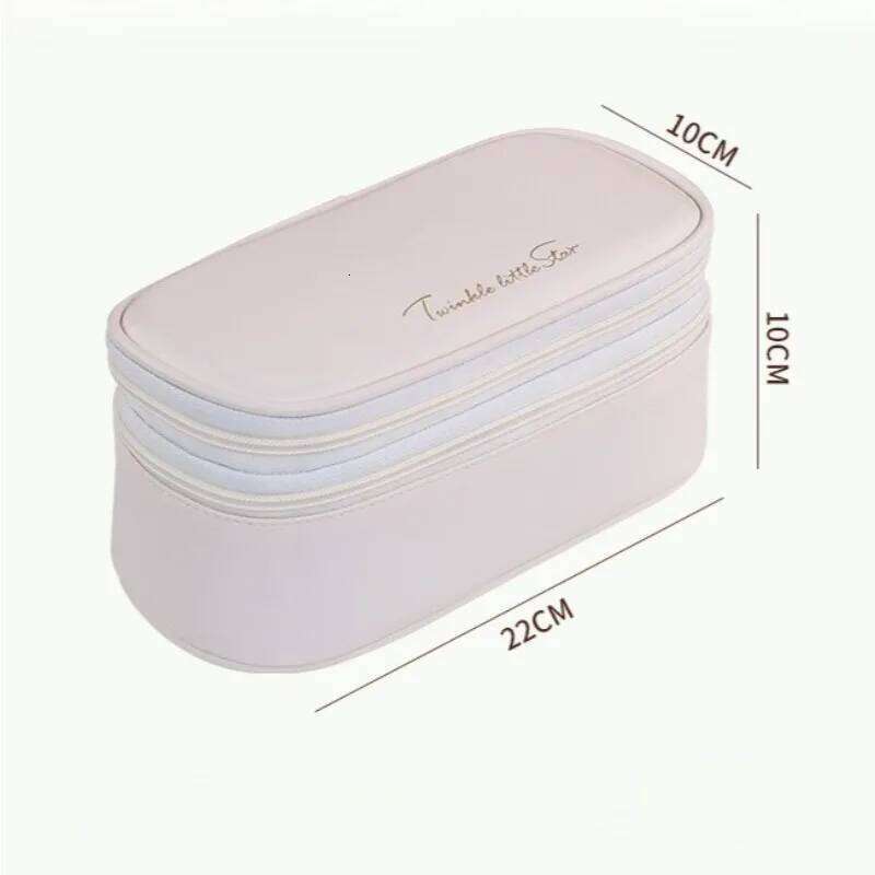 1pcs Double-Layer Cosmetic Bag Large Capacity Portable Travel Waterproof Makeup Organizer Pouch for Cosmetics & Toiletries Y260206