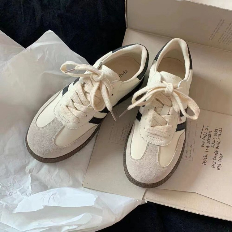 New Spring Foreign Trade Women's Retro German Training Soft Sole White Sneakers, Casual Sports Board Shoes, Trendy Forrest Gump Shoes