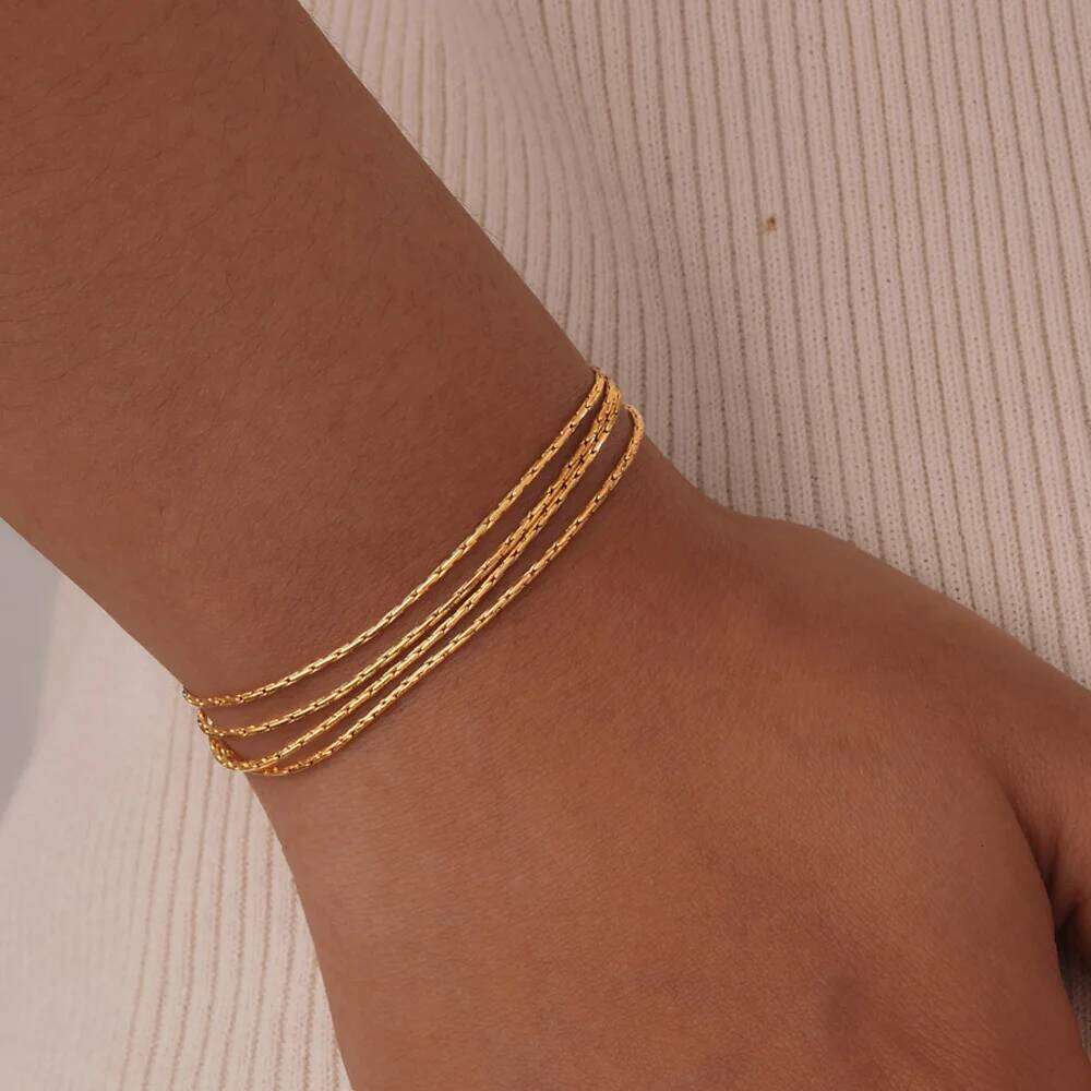 Stainless Steel Bracelet, New Style Thin Link Multilyer Chain Bracelet for Women, Lightweight Jewelry Daily Wear 26H0206
