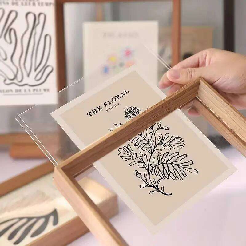 Wall-Hanging, Desktop Solid Wood Photo Transparent Acrylic Frame For Framing Photos, Paintings, Posters, Certificates S260205
