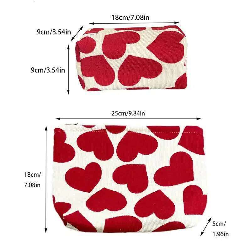 Women Large Capacity Heart Print Pattern Clutch Cosmetic Organizer Travel Wash Toiletries Storage Bag Makeup Pouch Y260206
