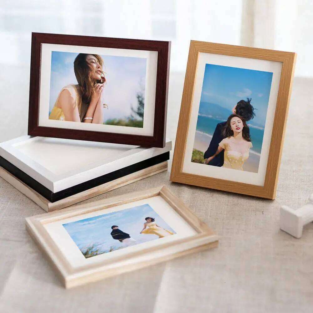 6/7/8/10-Inch/A4 Wooden Clear Glass Picture Display Frame Rustic Office Desktop Photo Holder Home Decoration S260205