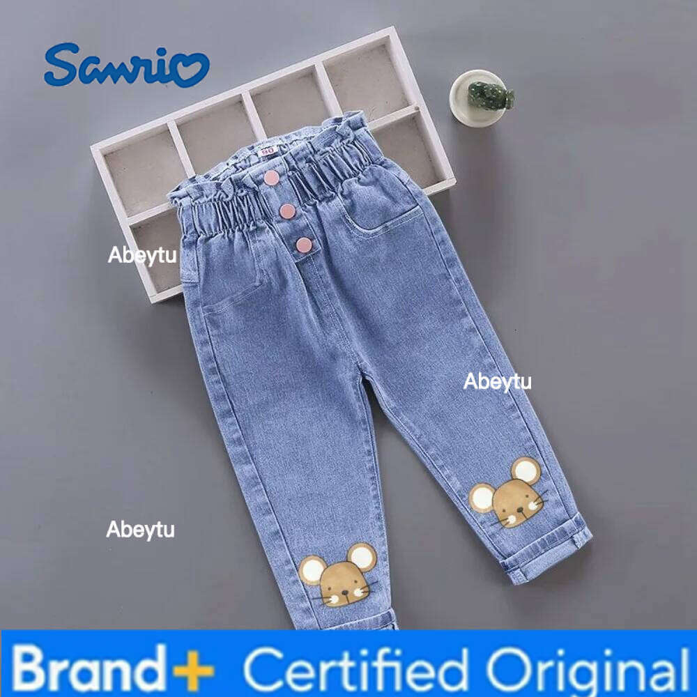 Sanrio Girls Kids Clothes Children Jeans Cowboy Denim Pants Spring Autumn Fashion Clothing Streetwear Casual Harajuku H260206