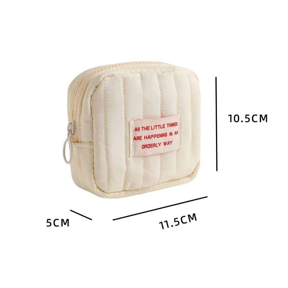 Korean Mini Cute Square Cosmetic Bag Women Portable Earphones Lipstick Sanitary Napkins Storage Pouch Small Makeup Zipper Bags Y260206