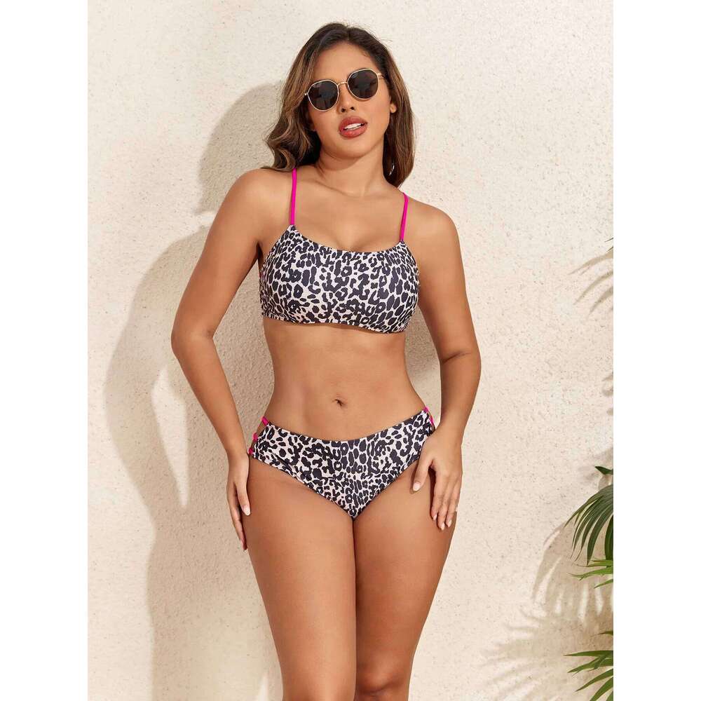 Leopard Bikinis Women 2025 Bandeau High Cut Two Pieces Swimsuit Separate Thong Bikini Set Brazilian Bathing Suits Beach Wear XJ260206