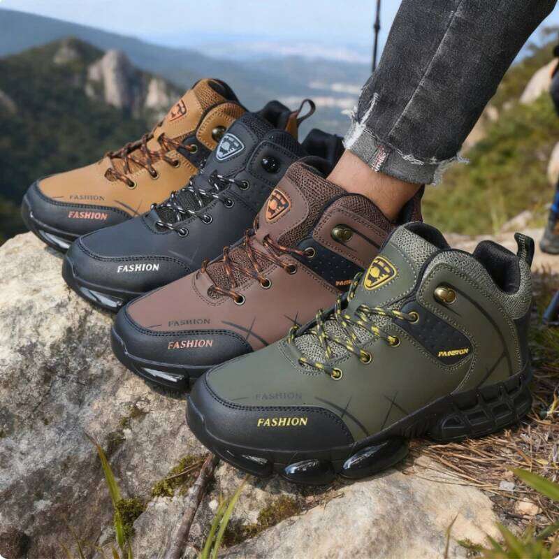 Men's Hight Top Boots New Desgin Waterproof Synthetic Leather Outdoor Sneakers Breathable Anti-Skid Walking Shoes Men 2025 Trend
