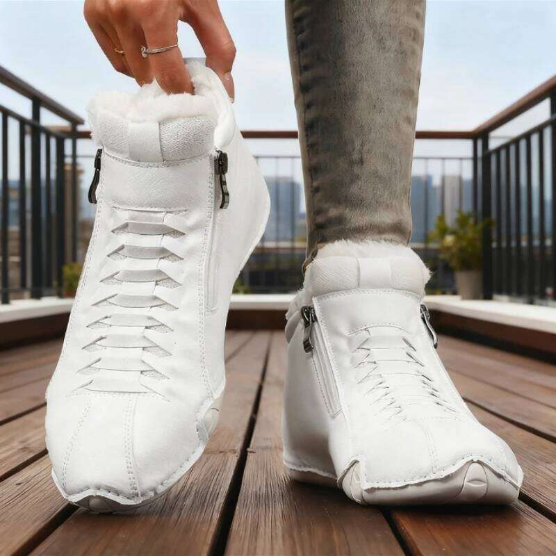 2025 New Fur Lined Ankle Boots Women's Warm Winter Shoe High Top Side Zipper Comfortable Soft Sole Anti-Skid Footwear for Ladies