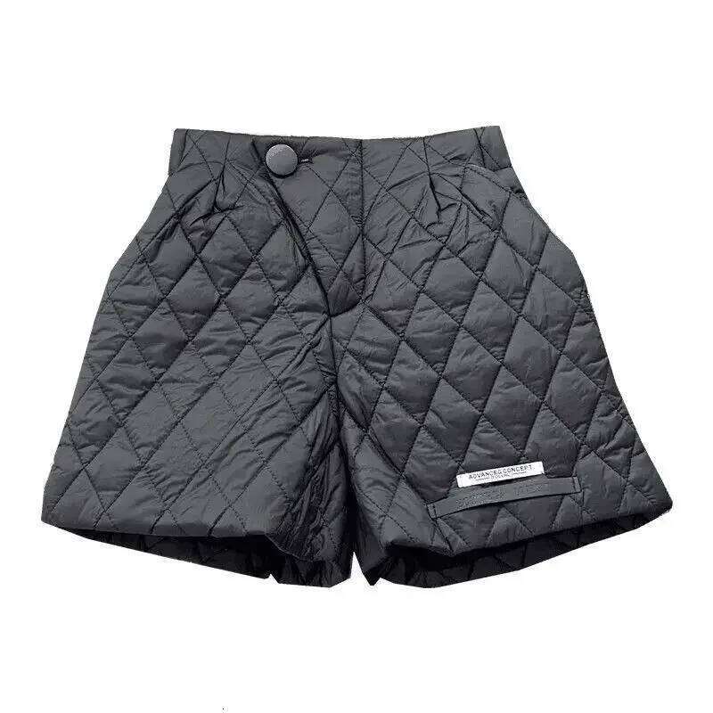 Women's Black Wide-Leg High Waist Autumn Winter Silk-cotton Warm Comfortable 2025 New Arrival Chic Women Shorts XJ260206