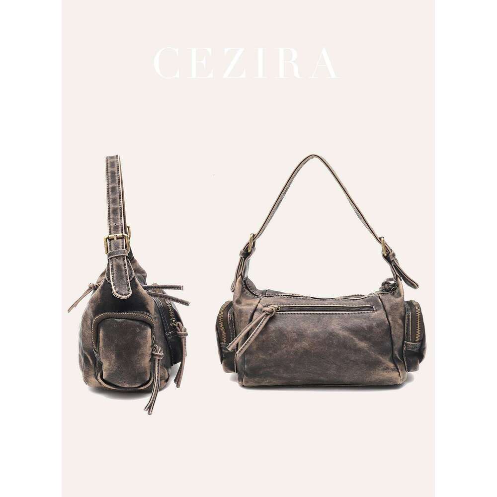 Women Retro Cool Preppy Street Style Shoulder Bag Washed PU Vegan Leather Vintage Functional Practical Cross body Handbag Casual Y260205