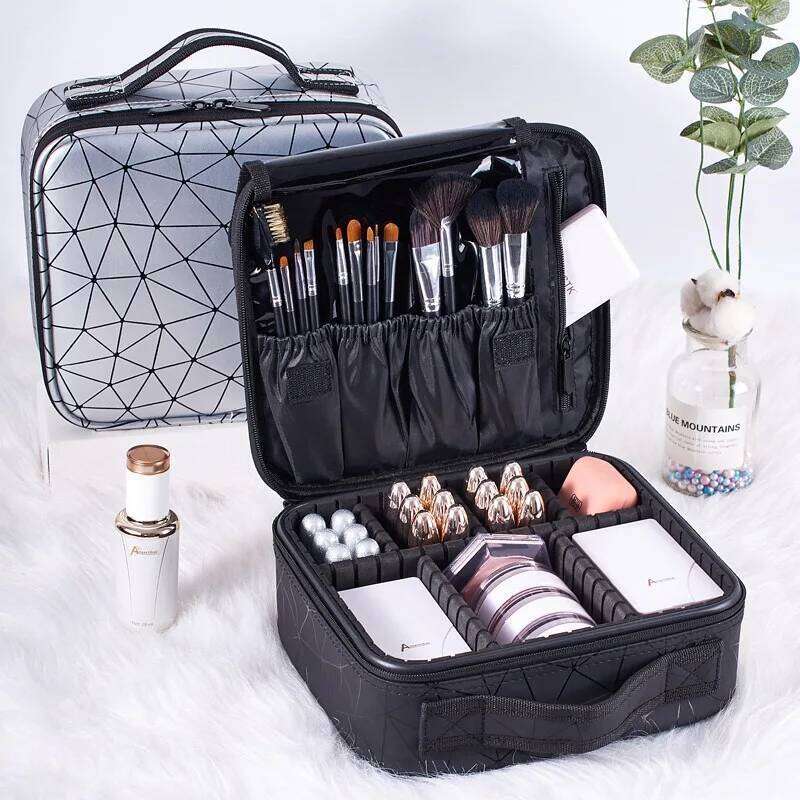 New Makeup Bag For Women Large Capacity Diamond Pattern Cosmetic Bags Beauty Salon Tattoos Nail Art Tool Bin Case Y260206