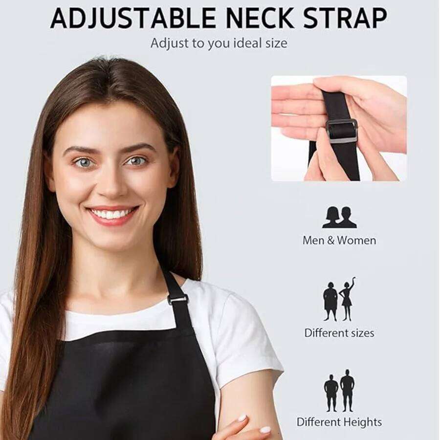 2-piece set; Simple solid color with 2 pockets; Adjustable chef's apron the kitchen suitable for men and women S260205