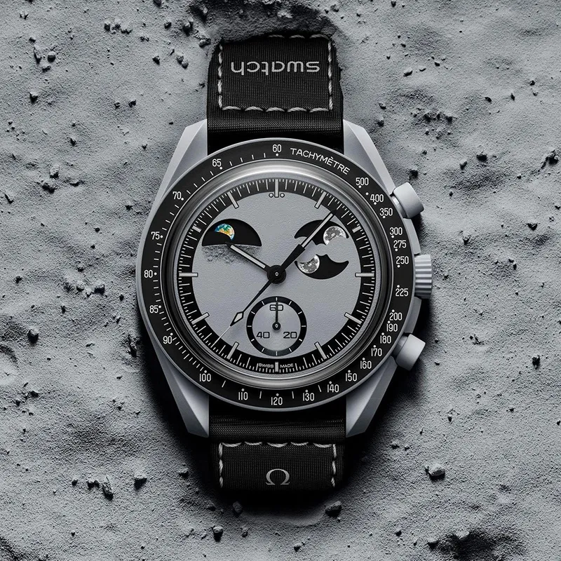 1965 Bioceramic Quartz Chronograph Mens Womens URANUS Watch Mission To Mercury 42mm Black Nylon Luxury MOON Watch Limited Edition master MISSION TO EARTH PHASE