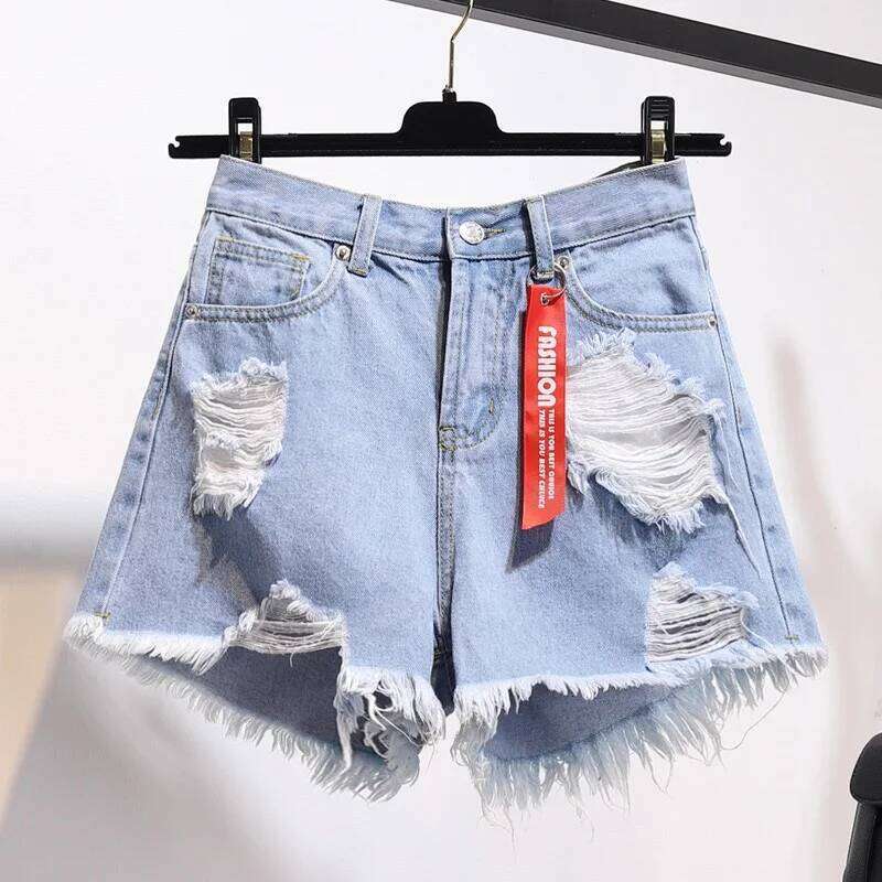 1pcs Summer Women Denim Shorts Fashion Casual High Waist Jeans Female Pocket Tassel Hot Pants Lady Streetwear Short Trousers XJ260206