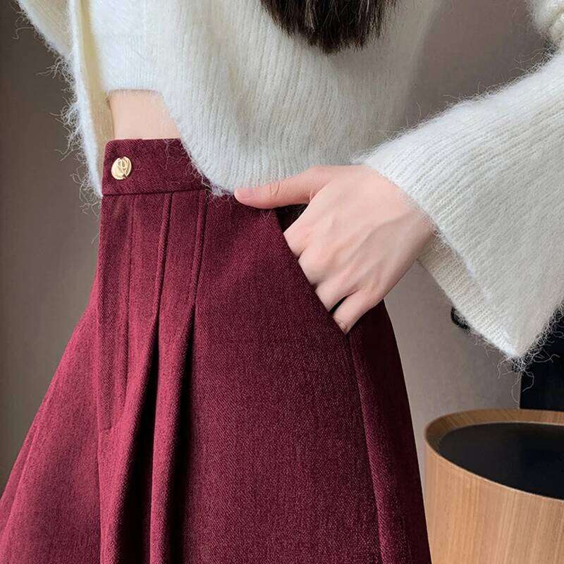 Fashion Pleated Woolen Winter Woman High Waist Streetwear Booty Skirts Shorts Women A-Line Culottes Wide Leg Short Femme XJ260206