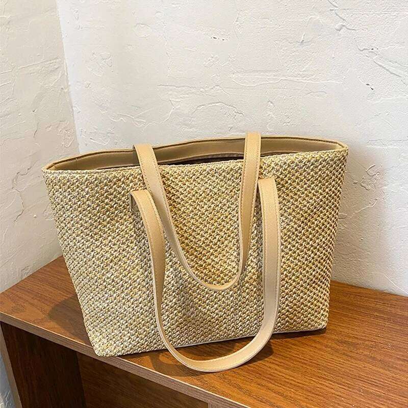 Summer Beach Bag Casual Straw Large Capacity Shopper Tote For Women Wicker Woven Shoulder Bags Rattan Handbags Travel Purses Y260205